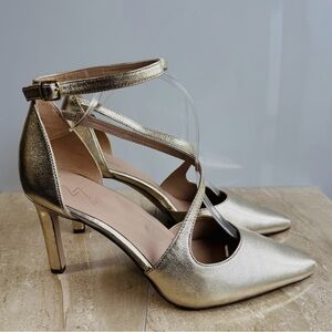 Naturalizer 27 Edit Abilyn Pumps Womens 10 W Gold Leather Heels - worn twice